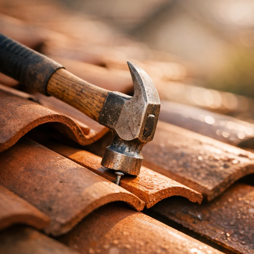 Charles, artisan couvreur à Caen sur un chantier de toiture